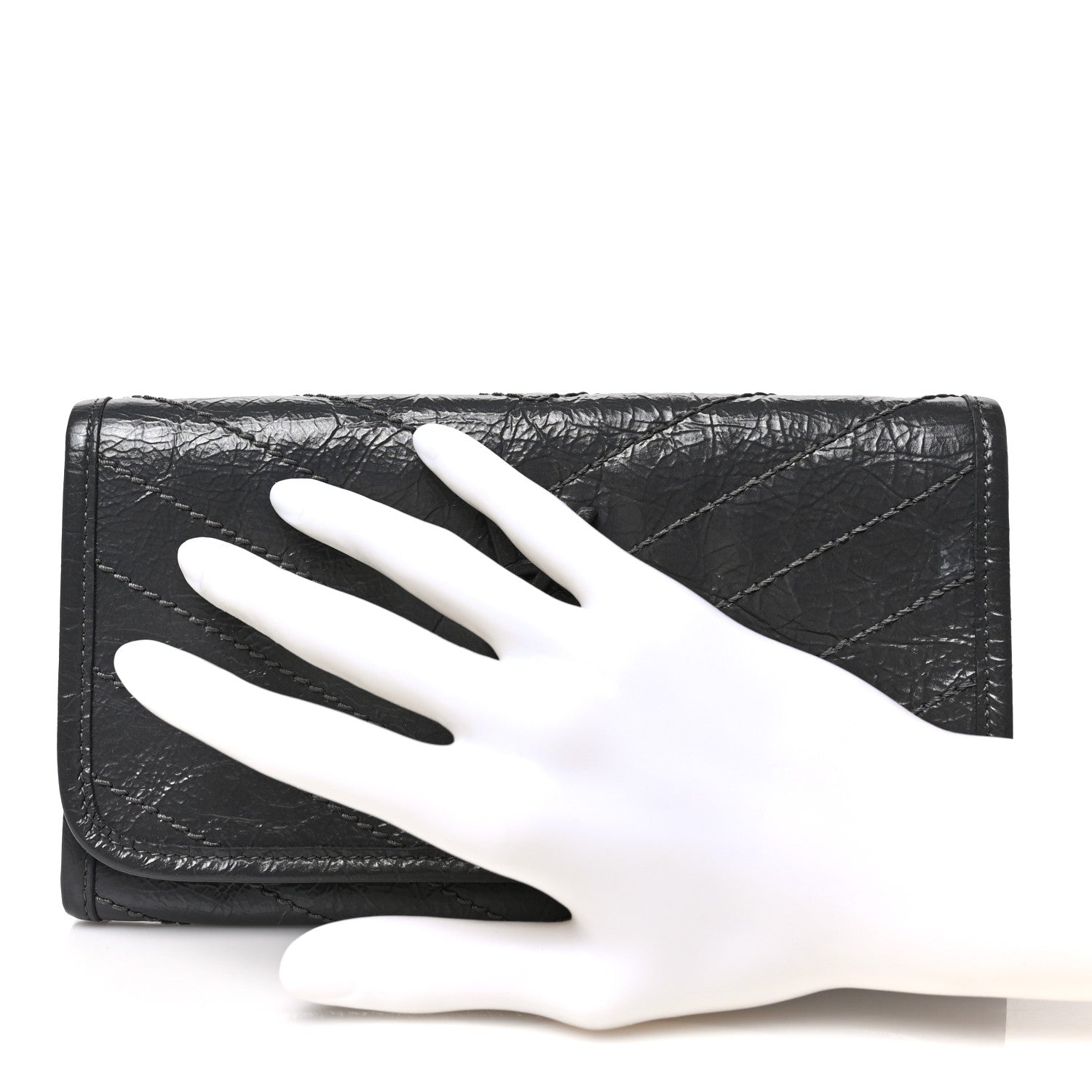 Saint Laurent Crinkled Calfskin Matelasse Monogram Niki Wallet Storm 2 of 6