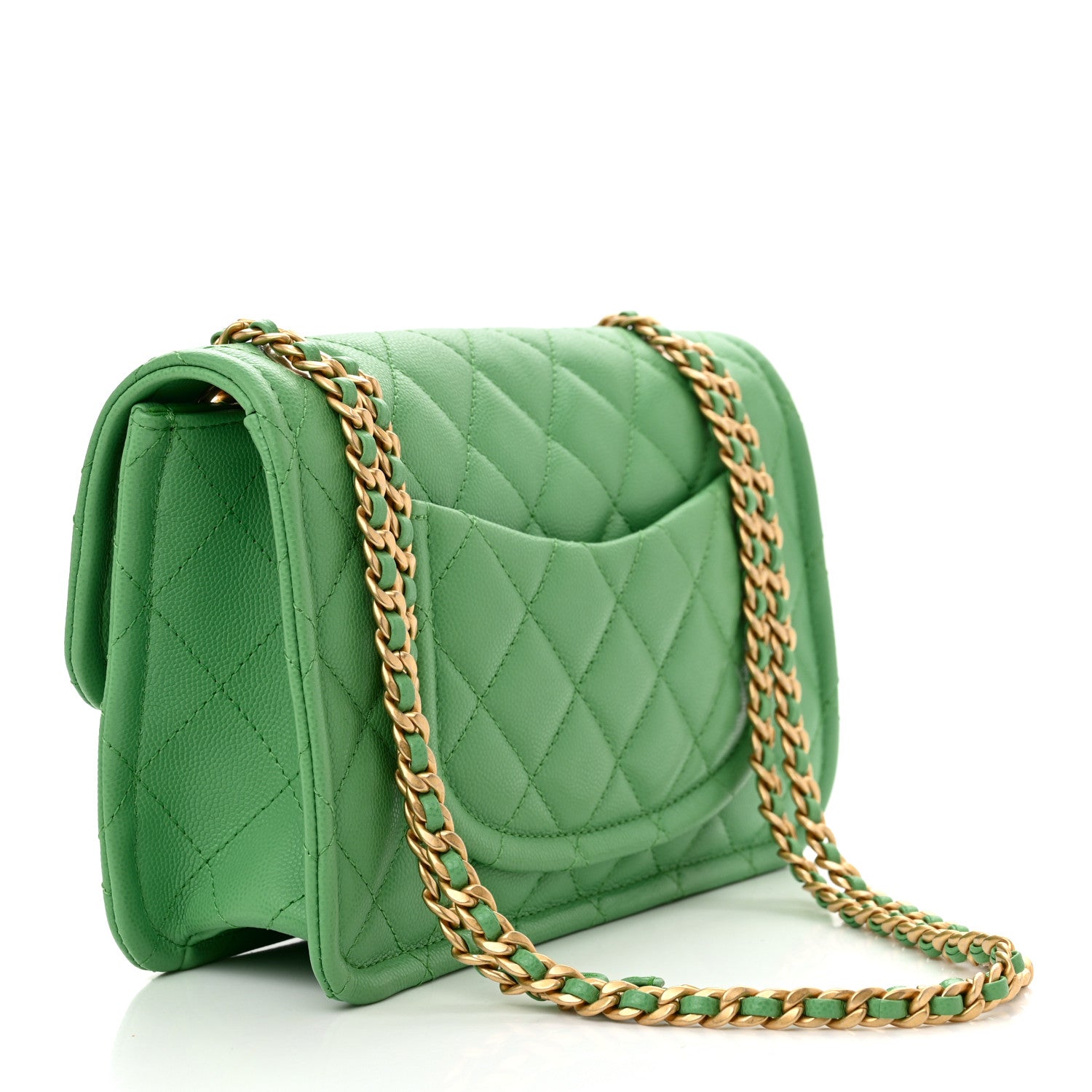 Chanel Caviar Quilted Medium Sweet Classic Flap Green 3 of 11