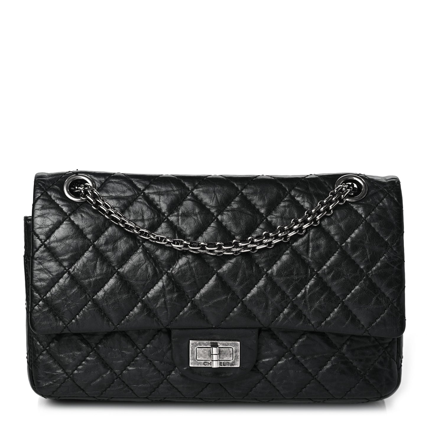 Aged Calfskin Quilted 2.55 Reissue 225 Flap Black