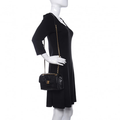 Chanel Aged Calfskin Embossed Camellia Flap Black 2 of 11