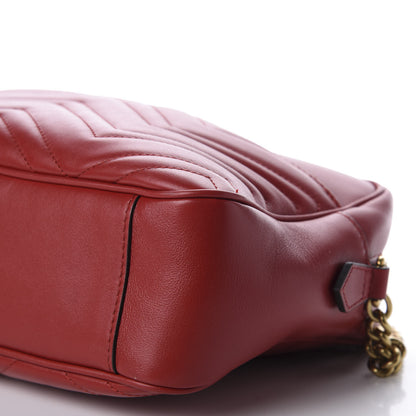 Gucci Calfskin Matelasse Medium GG Marmont Chain Shoulder Bag Hibiscus Red 9 of 10