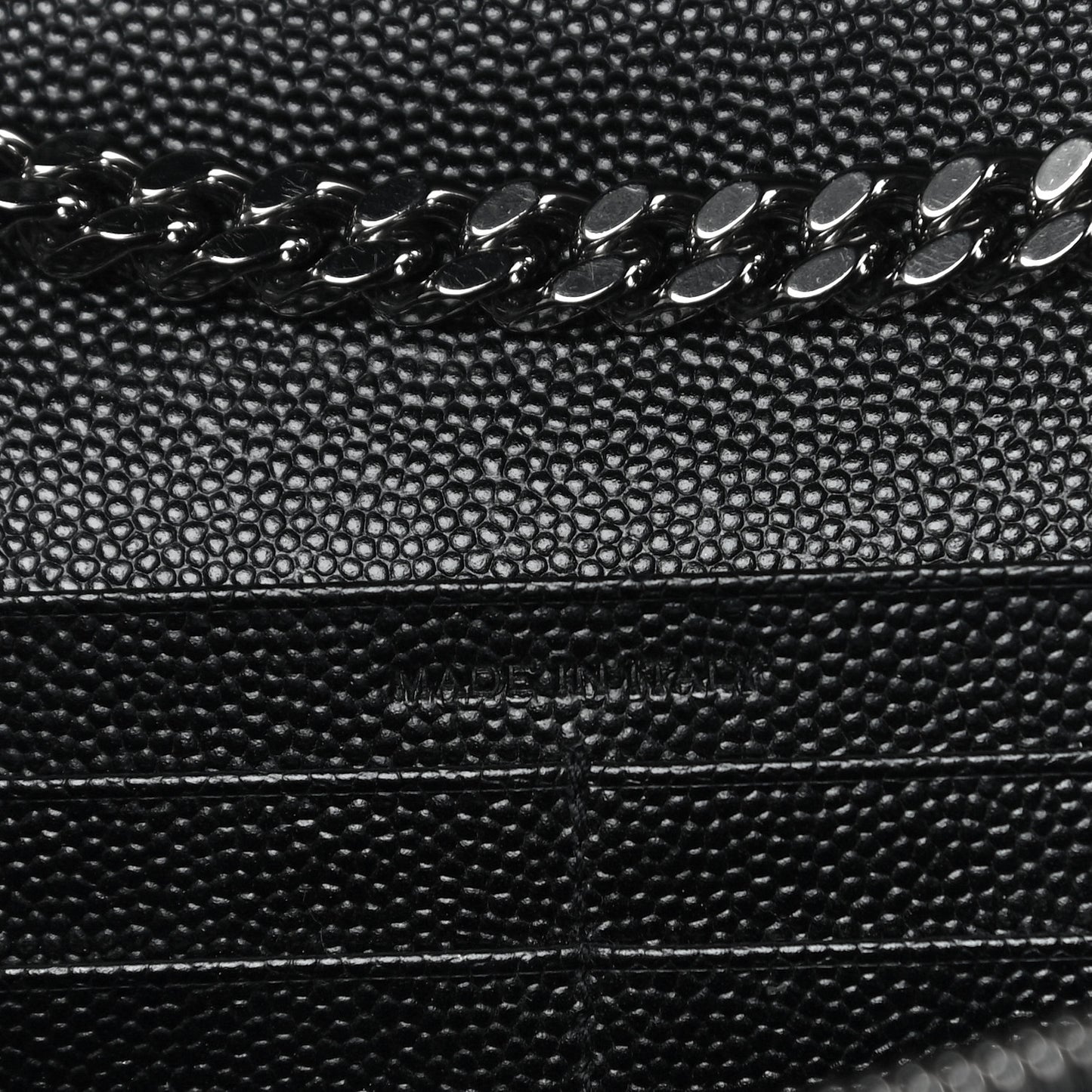 Grain De Poudre Matelasse Chevron Monogram Chain Wallet Black