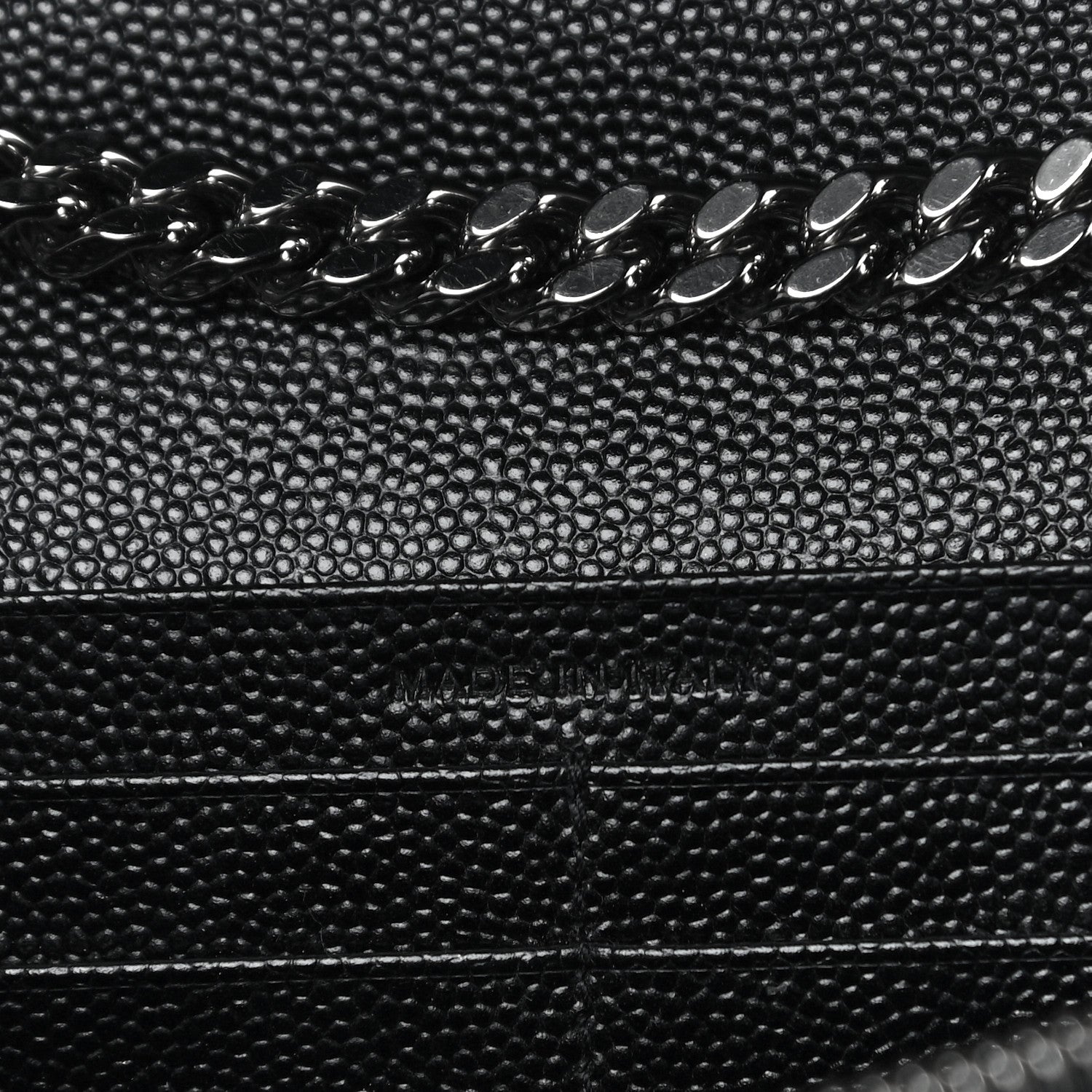 Saint Laurent Grain De Poudre Matelasse Chevron Monogram Chain Wallet Black 7 of 11