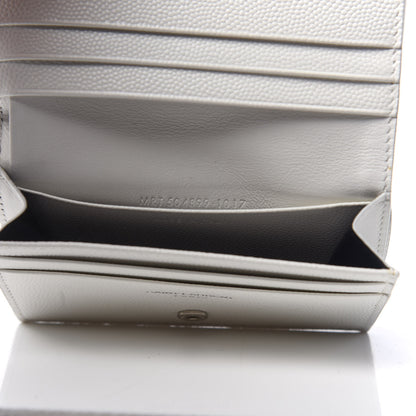 Saint Laurent Grain De Poudre Matelasse Chevron Monogram Card Case Blanc Optique 8 of 10