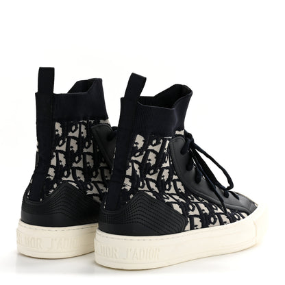 Christian Dior Technical Knit Calfskin Oblique Womens Walk'n Dior High Top Sneakers 39 Deep Blue 5 of 9
