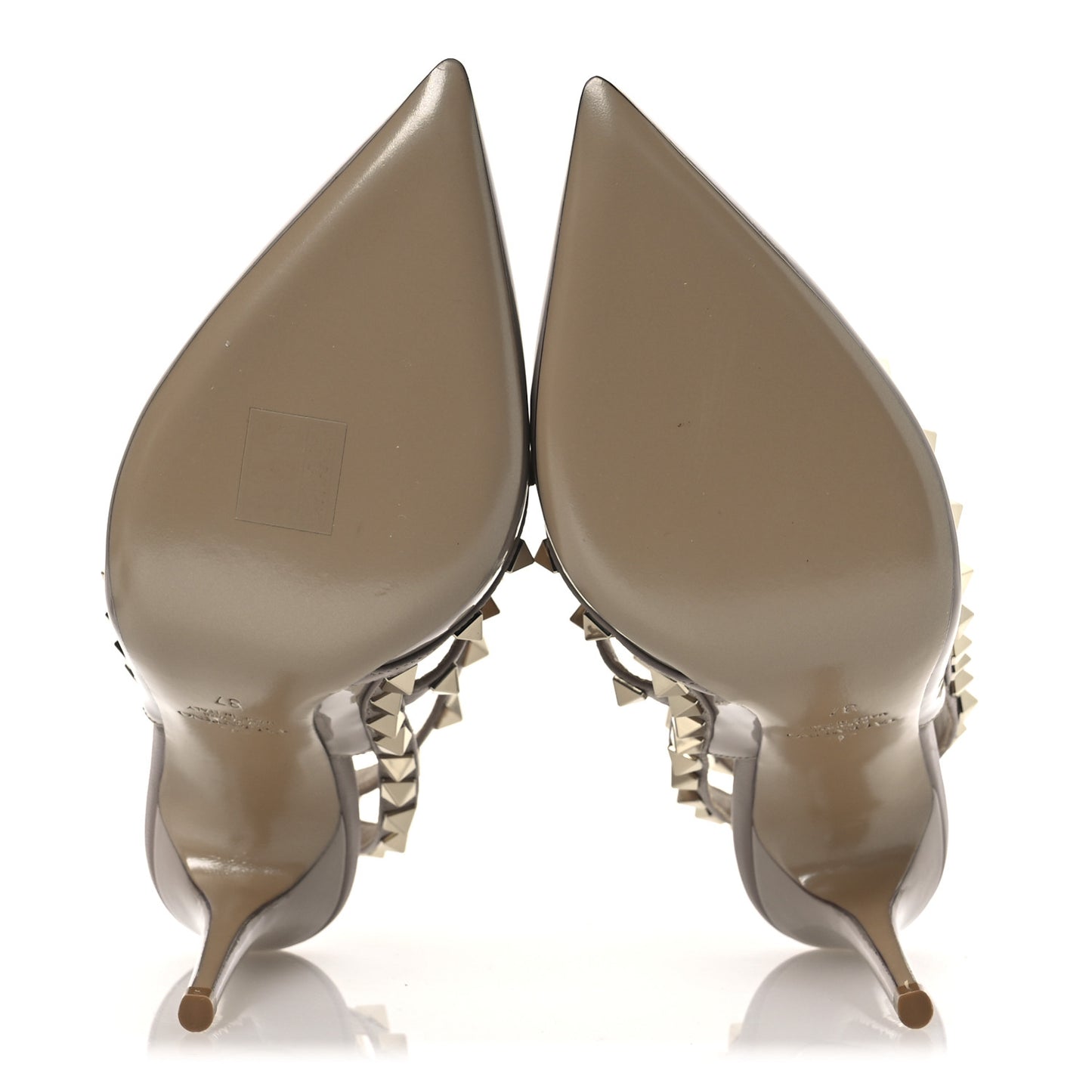 Patent Nappa Rockstud Ankle Strap 100mm Pumps 37 Poudre