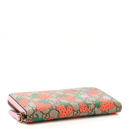 Gucci GG Supreme Monogram Strawberry Zip Around Wallet Light Pink 4 of 7