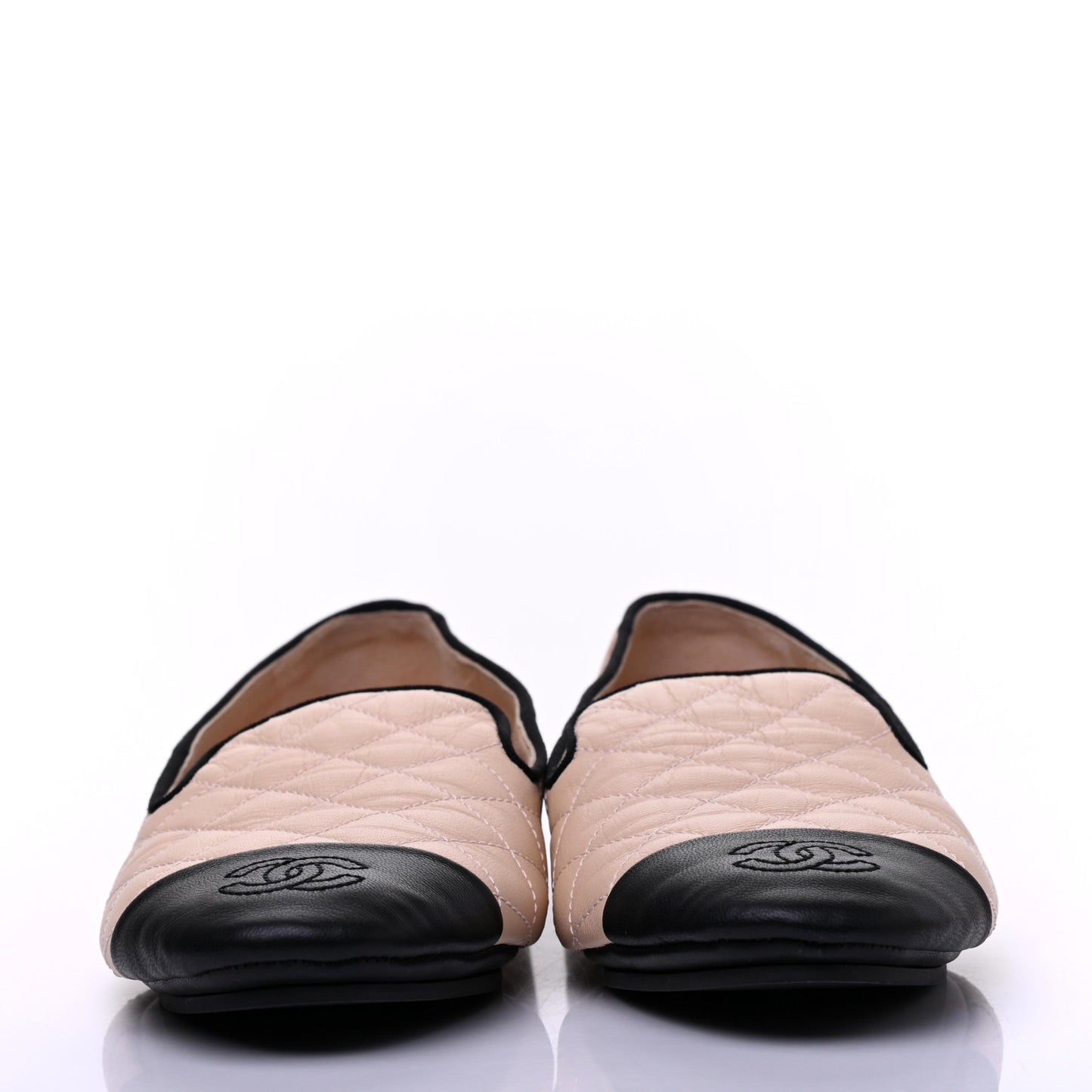 Lambskin Quilted Cap Toe Slipper With Pouch 37 Pink Black