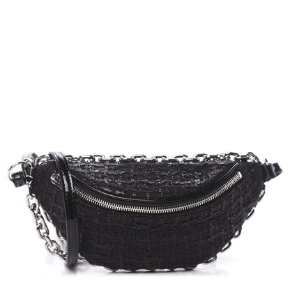 Alexander Wang Patent Tweed Chain Embellished Attica Belt Bag Black 1 of 11