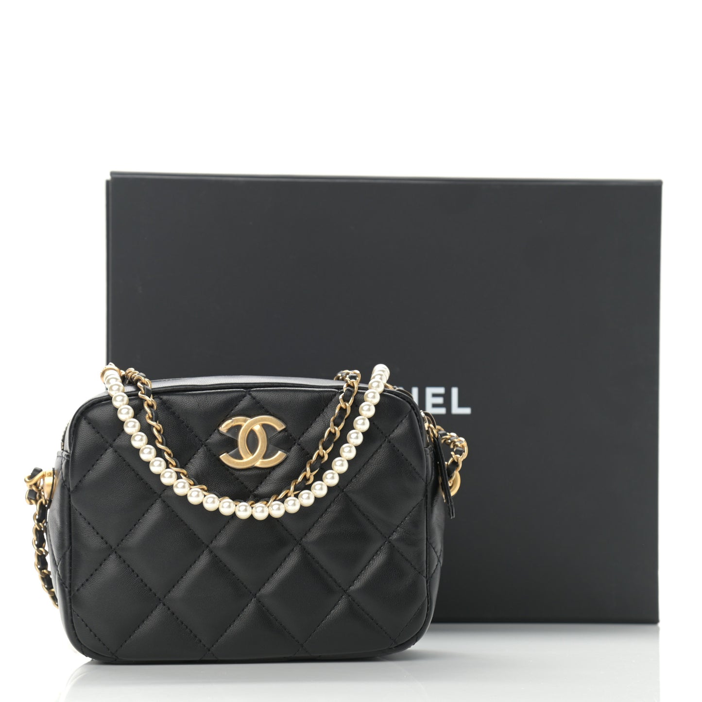 Lambskin Quilted Mini My Perfect Camera Case Black