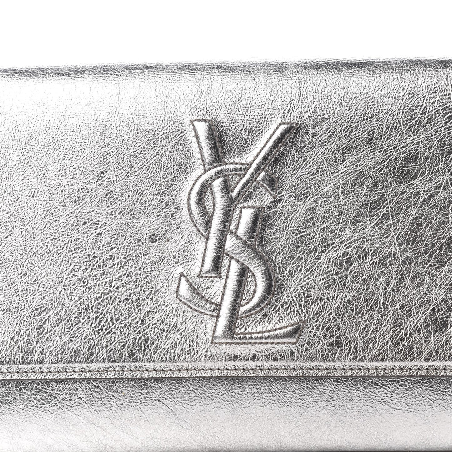 Metallic Calfskin Monogram Large Belle De Jour Clutch Silver