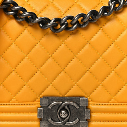 Chanel Lambskin Quilted Medium Boy Flap Yellow 8 of 10