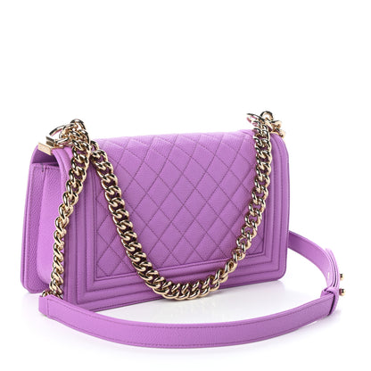 Chanel Caviar Quilted Medium Boy Flap Purple 3 of 9