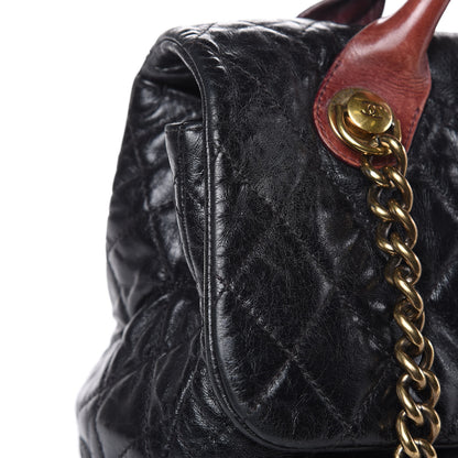 Chanel Glazed Calfskin Castle Rock Large Flap Black Burgundy 11 of 19