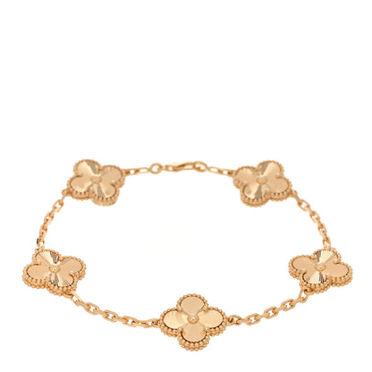 Van Cleef & Arpels 18K Yellow Gold 5 Motifs Guilloche Vintage Alhambra Bracelet 1 of 5