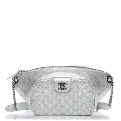 Chanel Metallic Grained Calfskin Quilted Casual Rock Waist Bag Silver 1 of 7