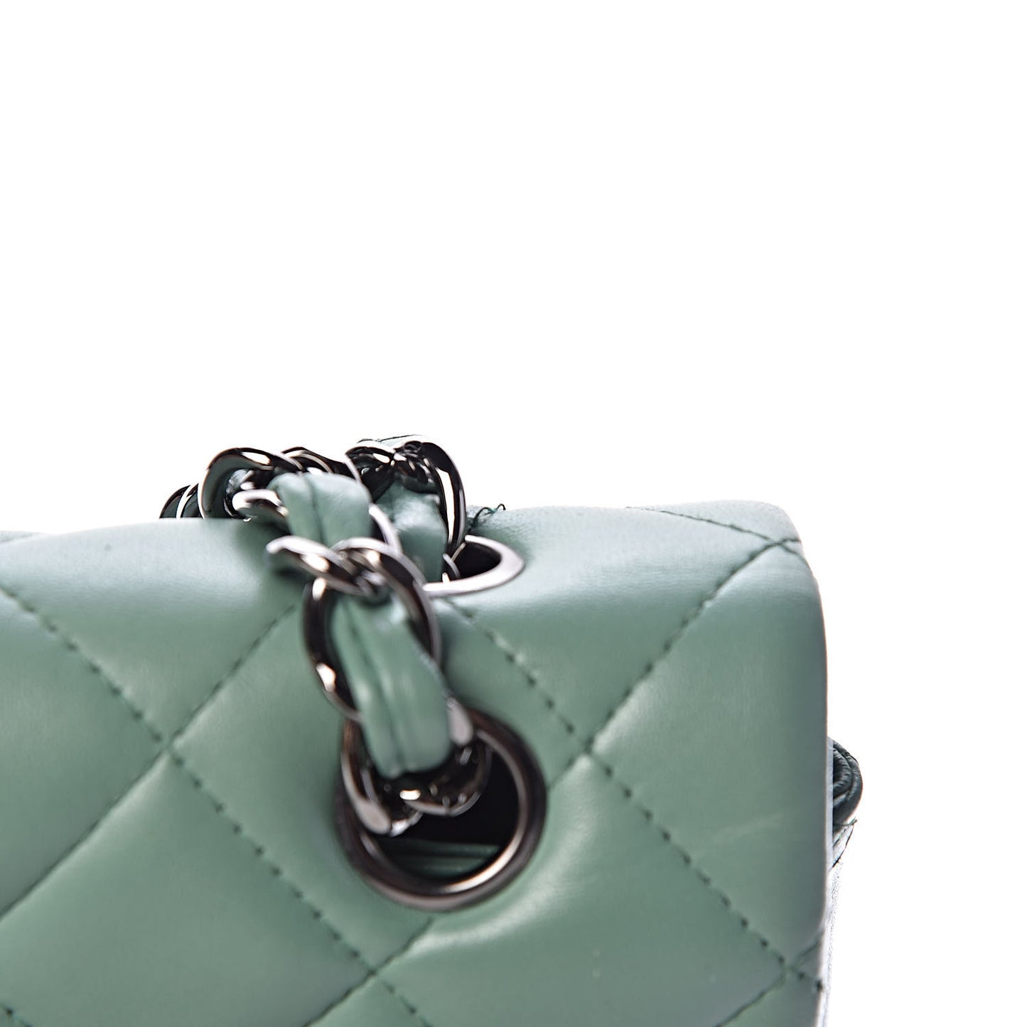 Lambskin Quilted Maxi Single Flap Green