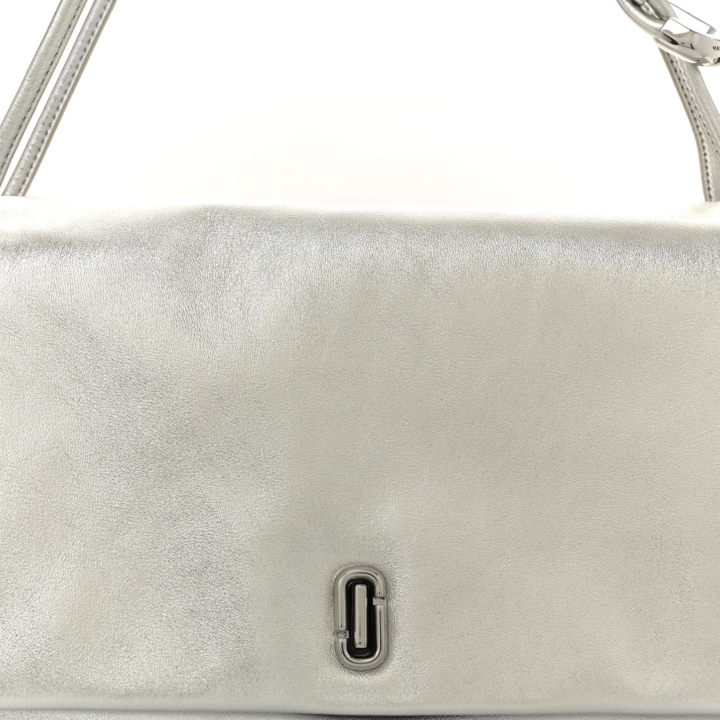 Metallic Calfskin Large Dual Shoulder Bag Silver