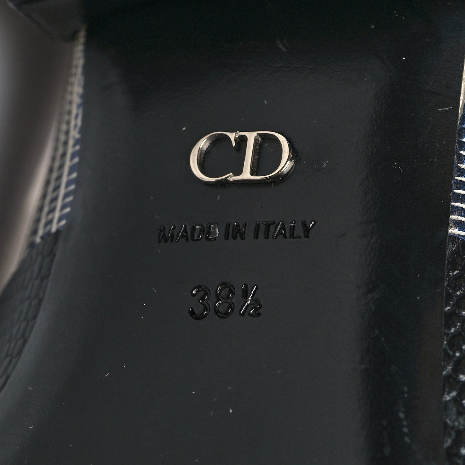 Christian Dior Crocodile Lizard Calfskin Embossed Nomade Pointed Ankle Boots 38.5 Black Blue 7 of 11