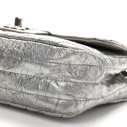 Chanel Patent Metallic Crumpled Calfskin Chevron Quilted Mini Rectangular Flap Silver 9 of 14