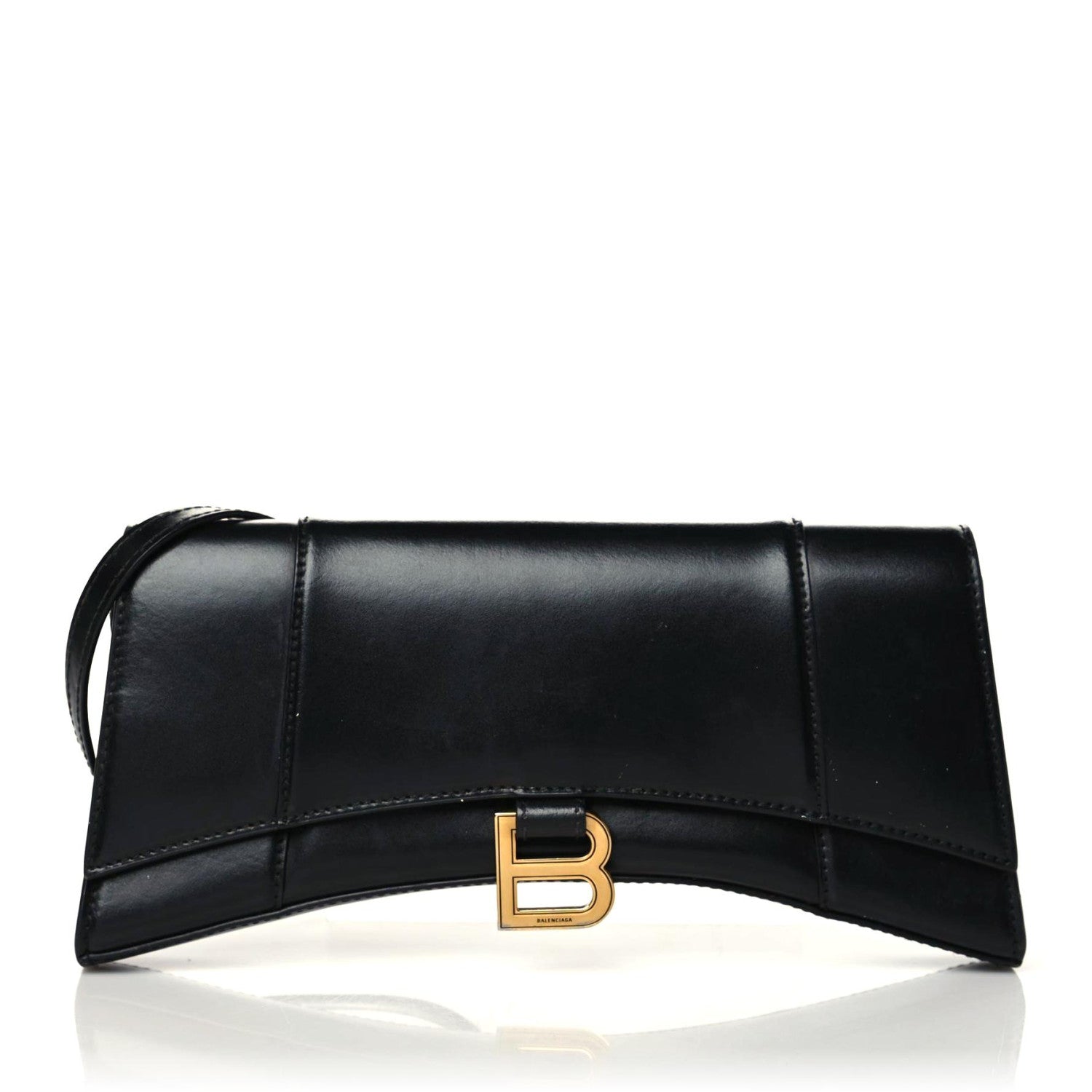 Balenciaga Shiny Box Calfskin Hourglass Stretch Sling Shoulder Bag Black 1 of 11