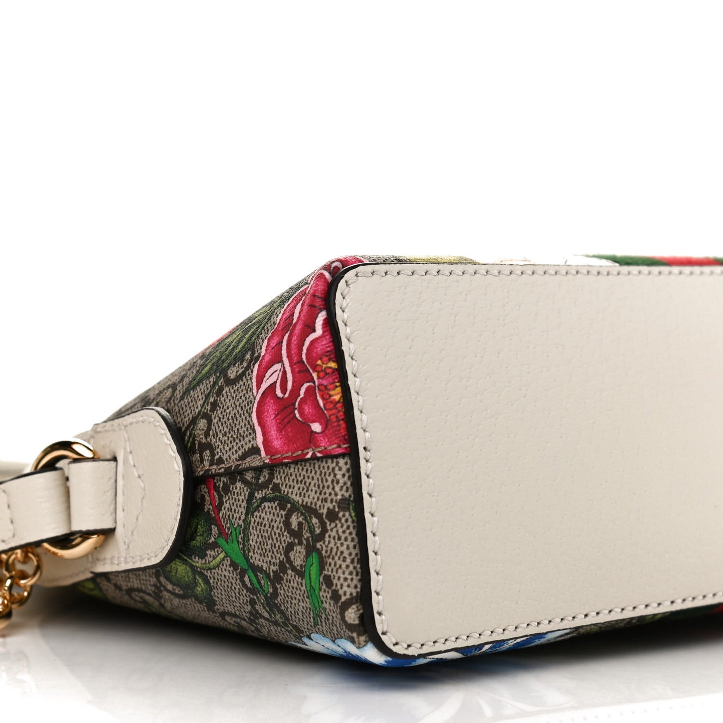 GG Supreme Monogram Flora Web GG Small Ophidia Dome Shoulder Bag White
