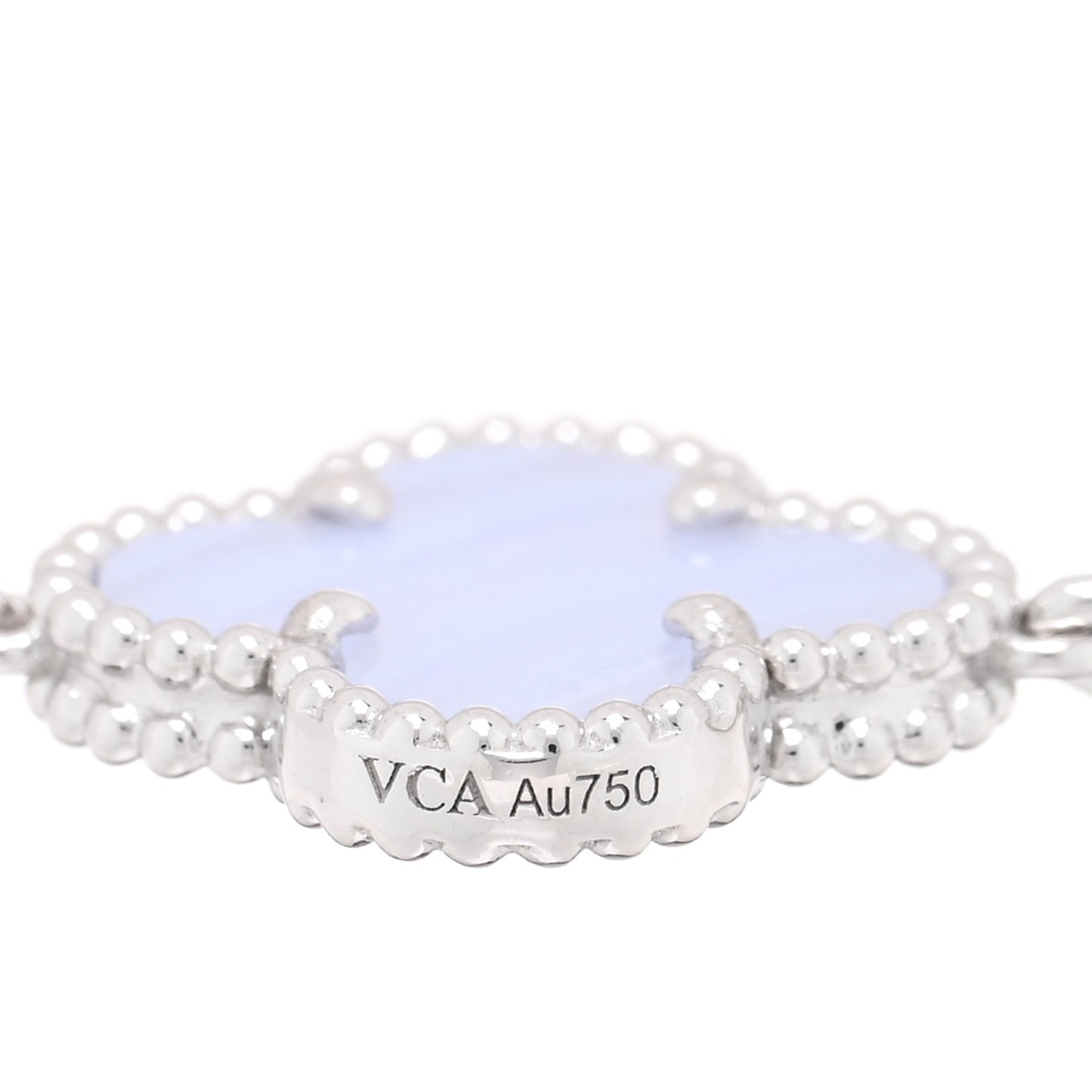 18K White Gold Chalcedony 5 Motifs Vintage Alhambra Bracelet
