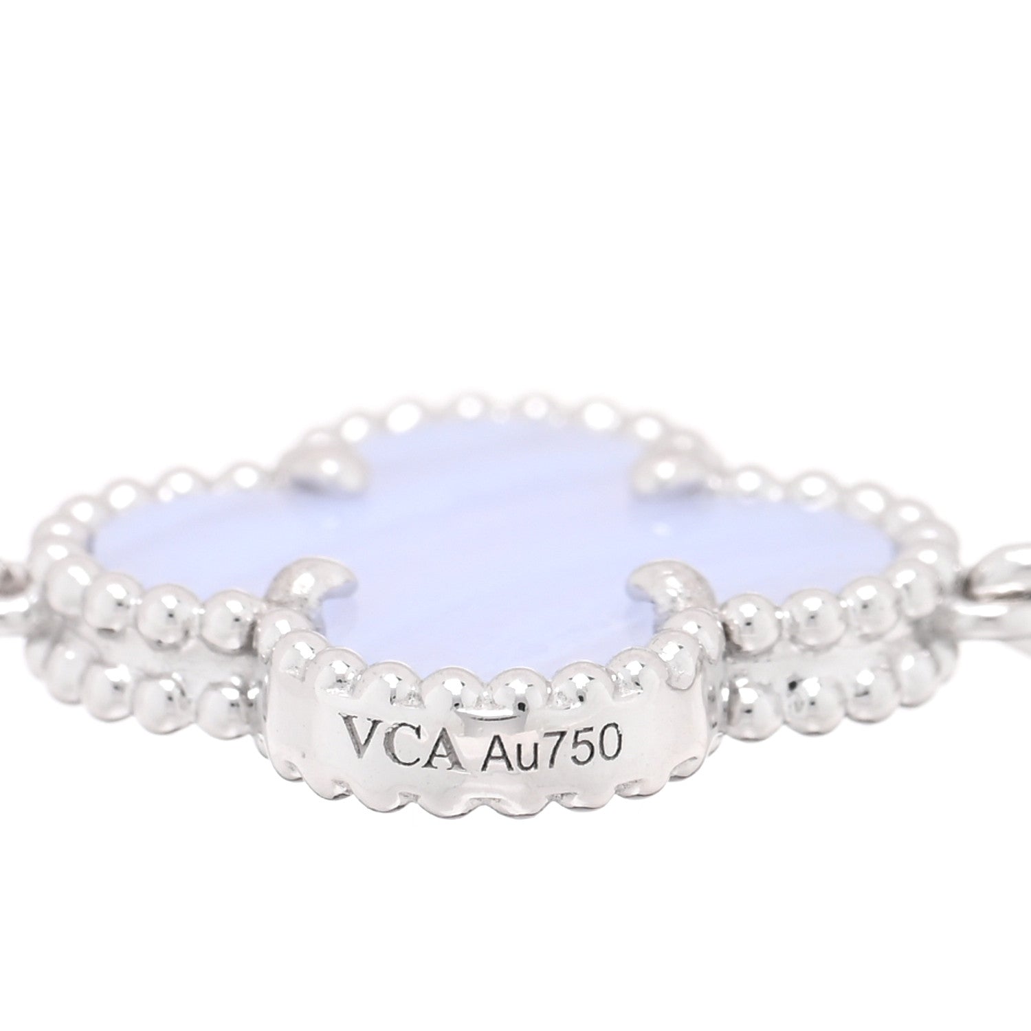 Van Cleef & Arpels 18K White Gold Chalcedony 5 Motifs Vintage Alhambra Bracelet 3 of 4