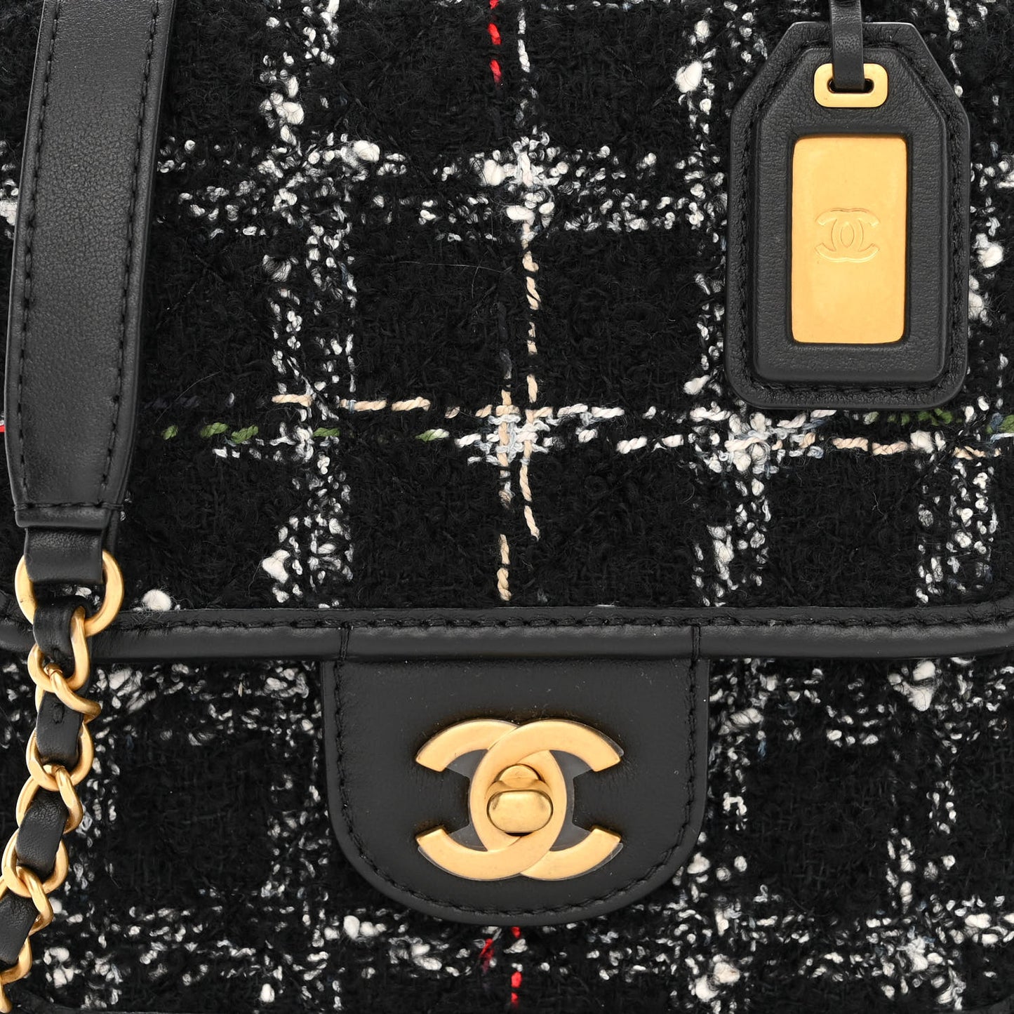 Tweed School Memory Mini Top Handle Flap Black White