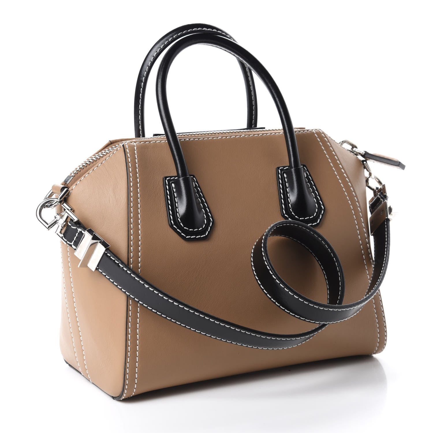 Givenchy Calfskin Small Topstitch Bi-Color Antigona Beige Black 4 of 11