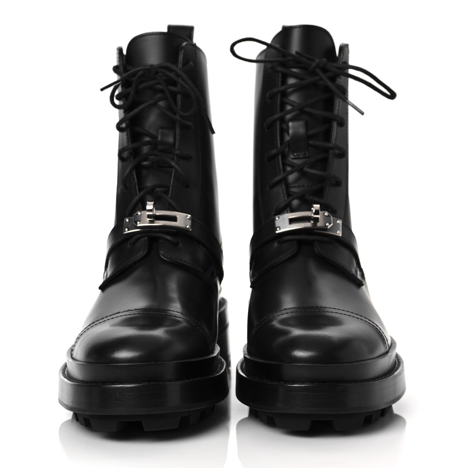 Hermes Glossed Calfskin Funk Ankle Boots 37.5 Black 2 of 7