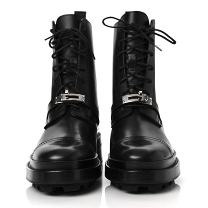 Hermes Glossed Calfskin Funk Ankle Boots 37.5 Black 2 of 7