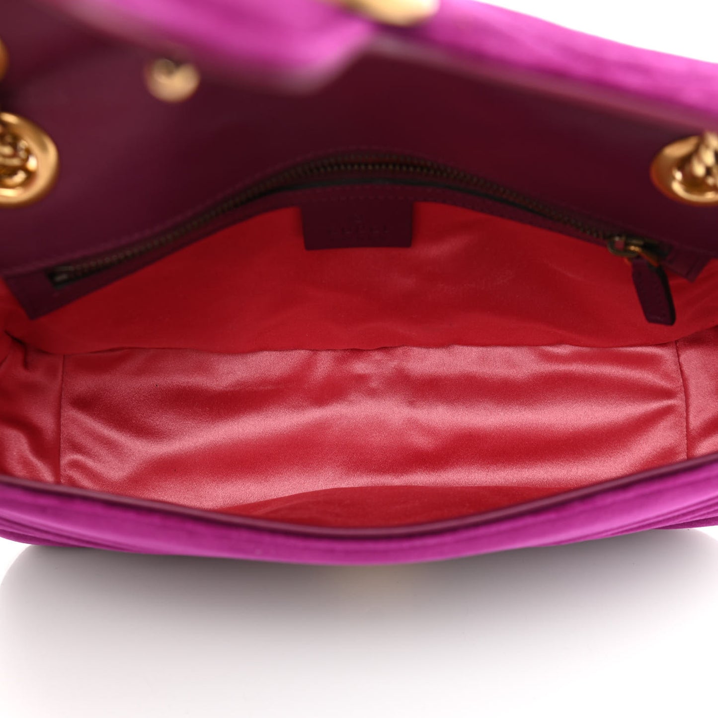 Velvet Matelasse Small GG Marmont Shoulder Bag Fuchsia Violet Cyclamen