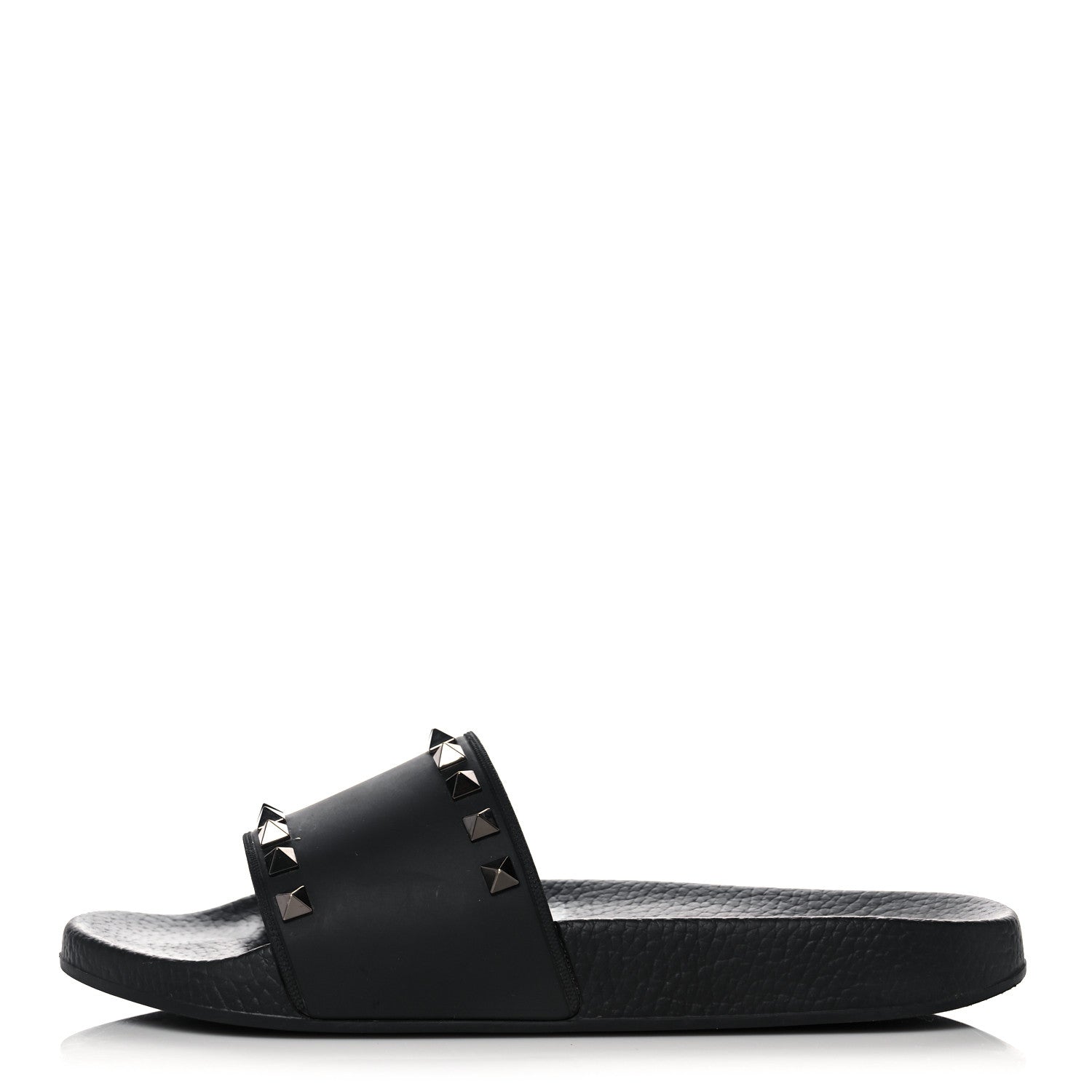 Valentino Garavani Rubber Rockstud Slide Sandals 38 Black 1 of 12