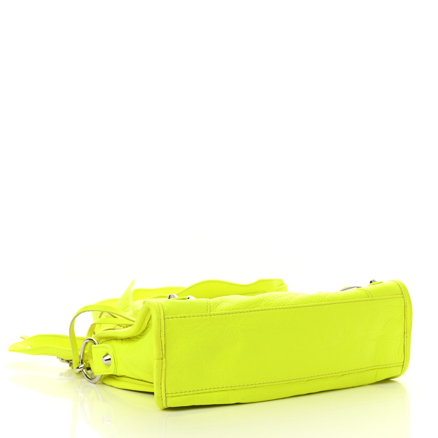 Agneau Classic Silver Hardware Mini City Jaune Fluo