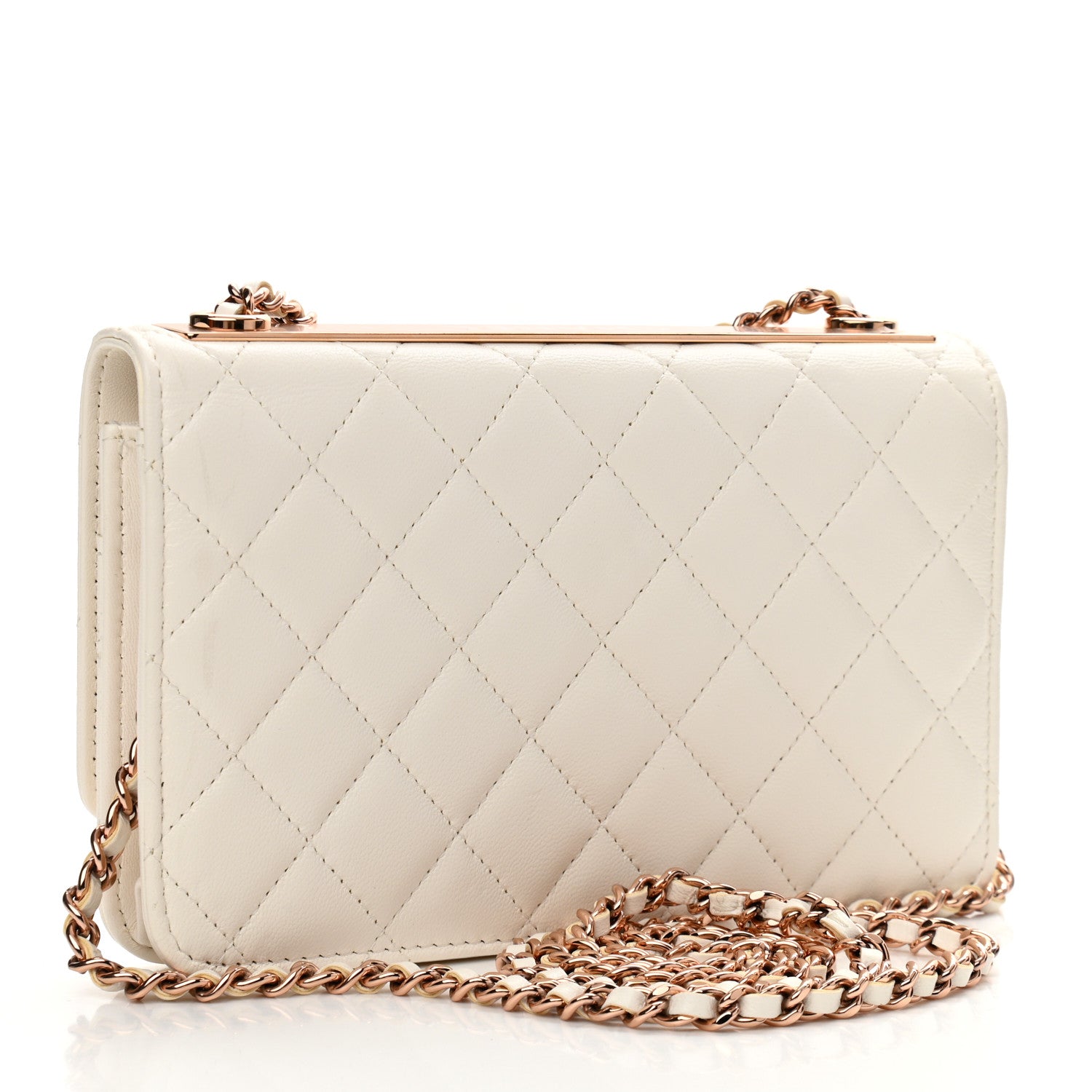Chanel Lambskin Quilted Trendy CC Wallet On Chain WOC White 3 of 11