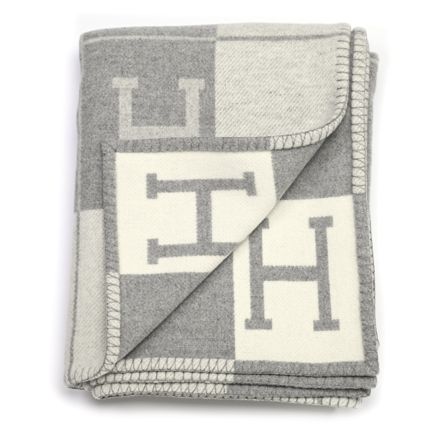 Wool Cashmere Avalon III Blanket Ecru Gris Clair