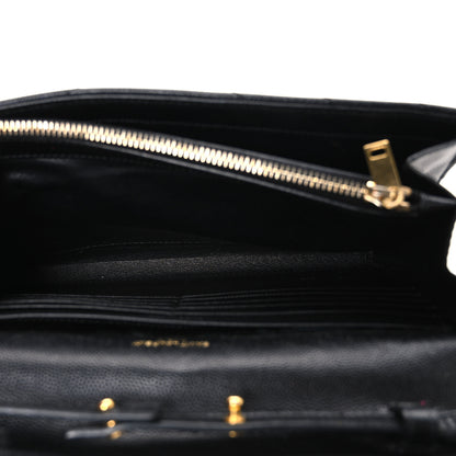 Saint Laurent Grain De Poudre Matelasse Chevron Monogram Chain Wallet Black 5 of 10