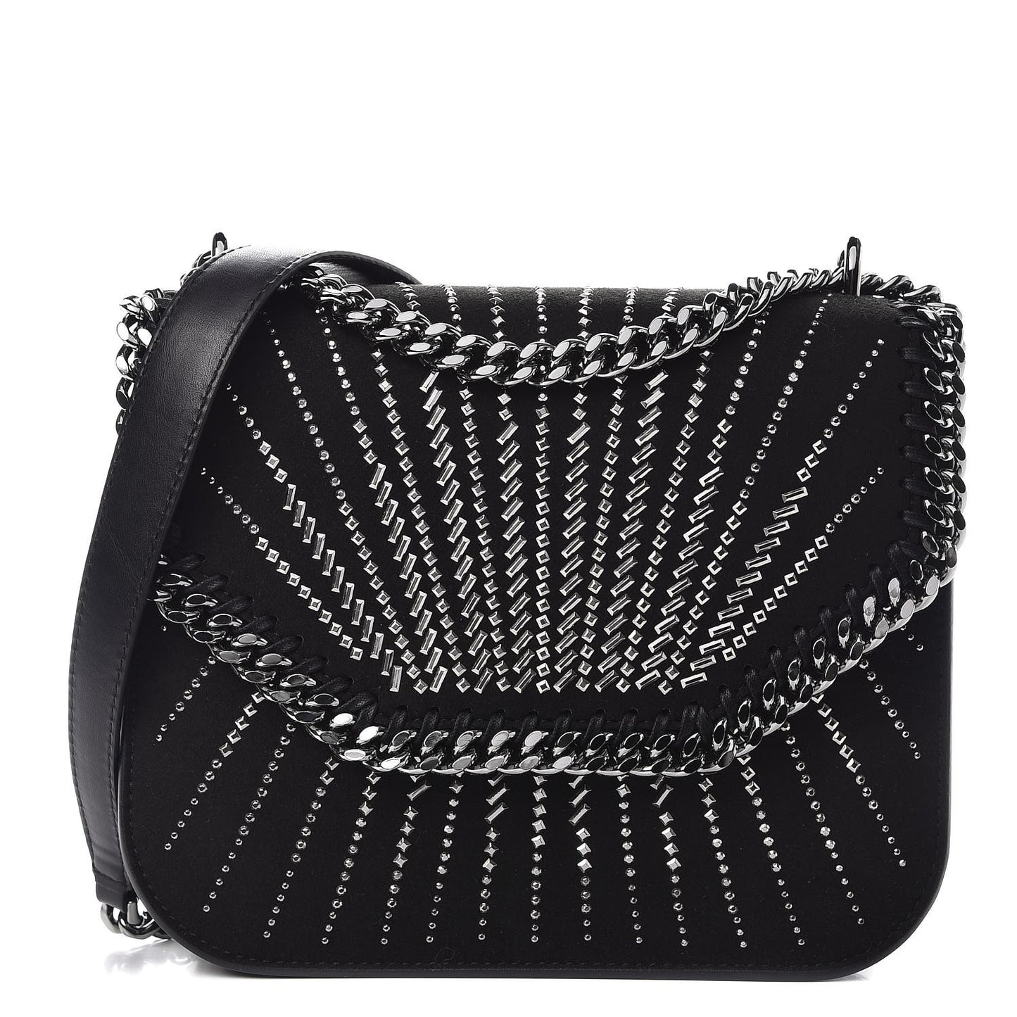Eco Alter Suede Falabella Embellished Box Shoulder Bag Black