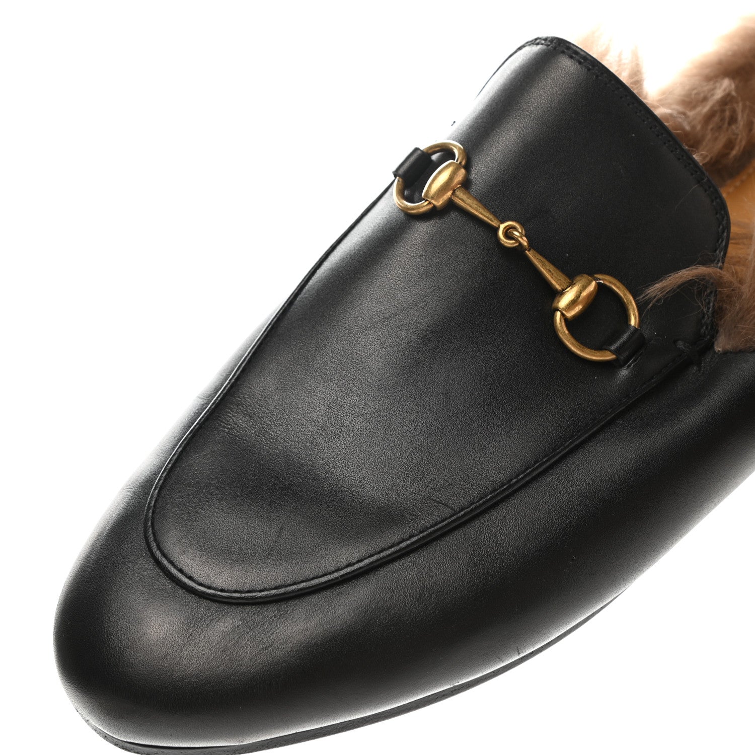 Gucci Calfskin Fur Womens Princetown Slippers 40 Black 8 of 10