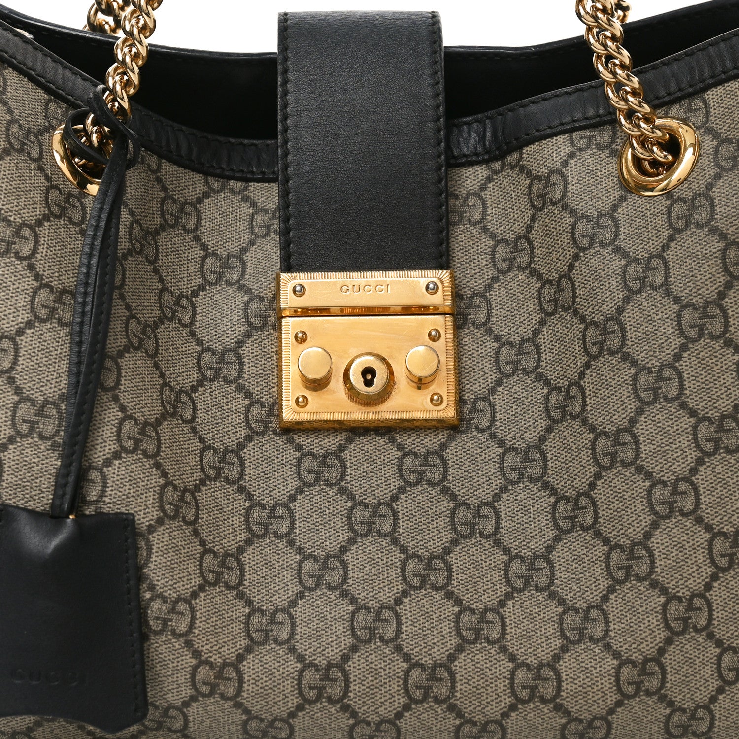 Gucci GG Supreme Monogram Medium Padlock Tote Black 8 of 12