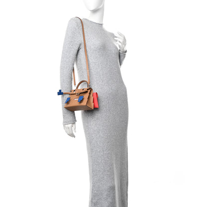 Hermes Epsom Swift Quelle Idole Picto Kelly Doll Handbag Biscuit Rose Texas Blue France 2 of 12