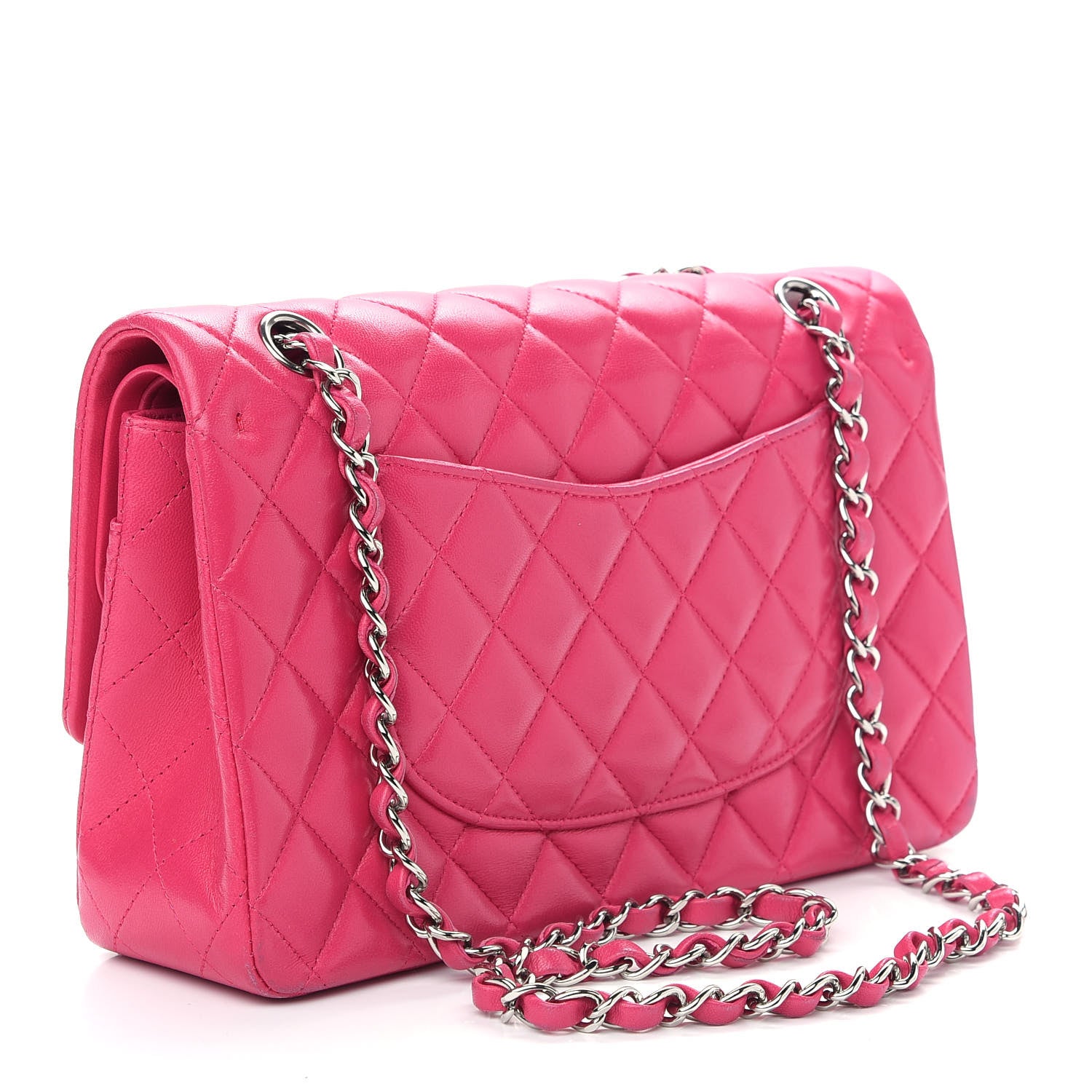 Chanel Lambskin Quilted Medium Double Flap Dark Pink 3 of 9
