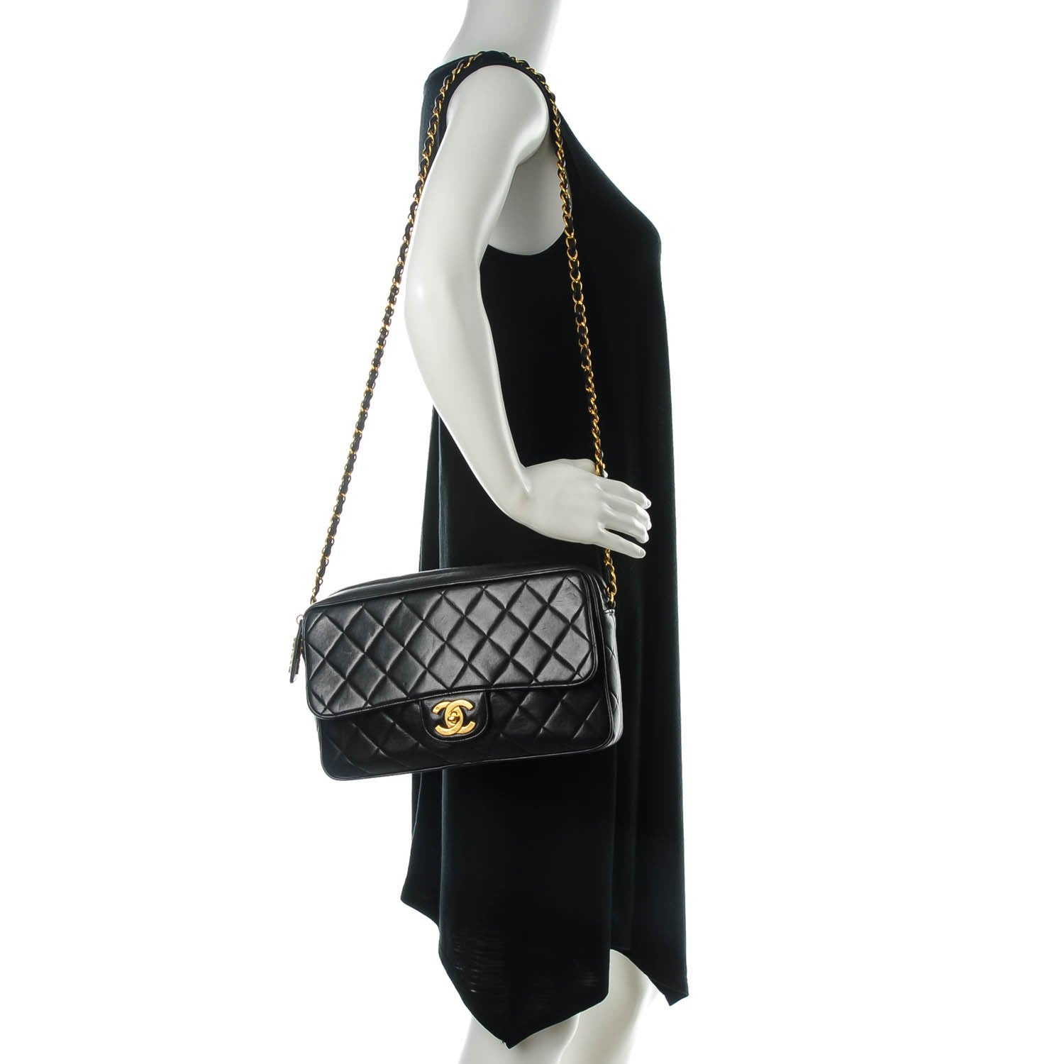 Chanel Lambskin Quilted Camera Case Black 2 of 8