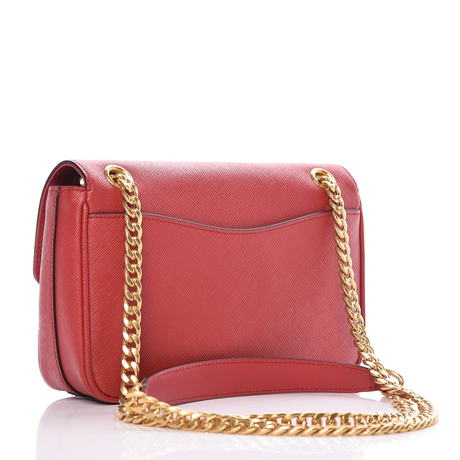 Prada Saffiano Flap Shoulder Bag Fuoco 3 of 10