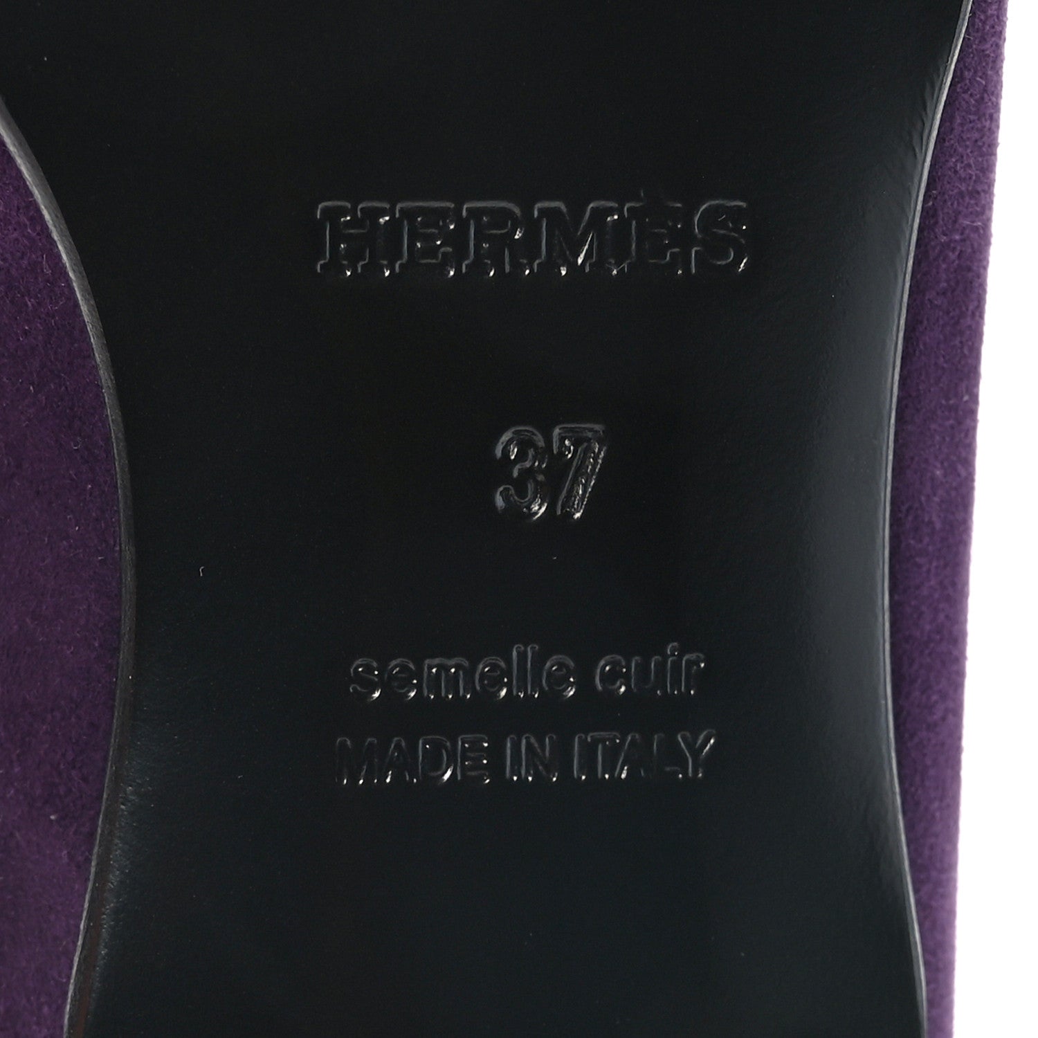 Hermes Suede Goatskin Womens Royal Loafers 37 Violet Oaxaca 8 of 9