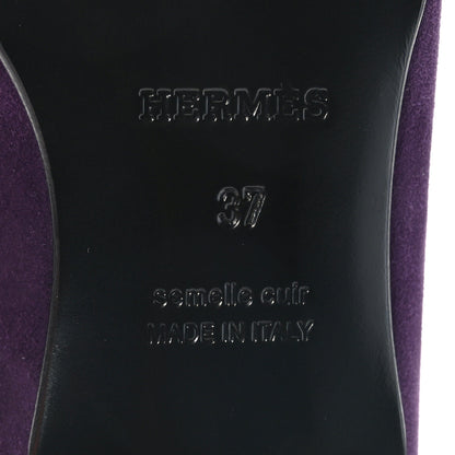 Hermes Suede Goatskin Womens Royal Loafers 37 Violet Oaxaca 8 of 9
