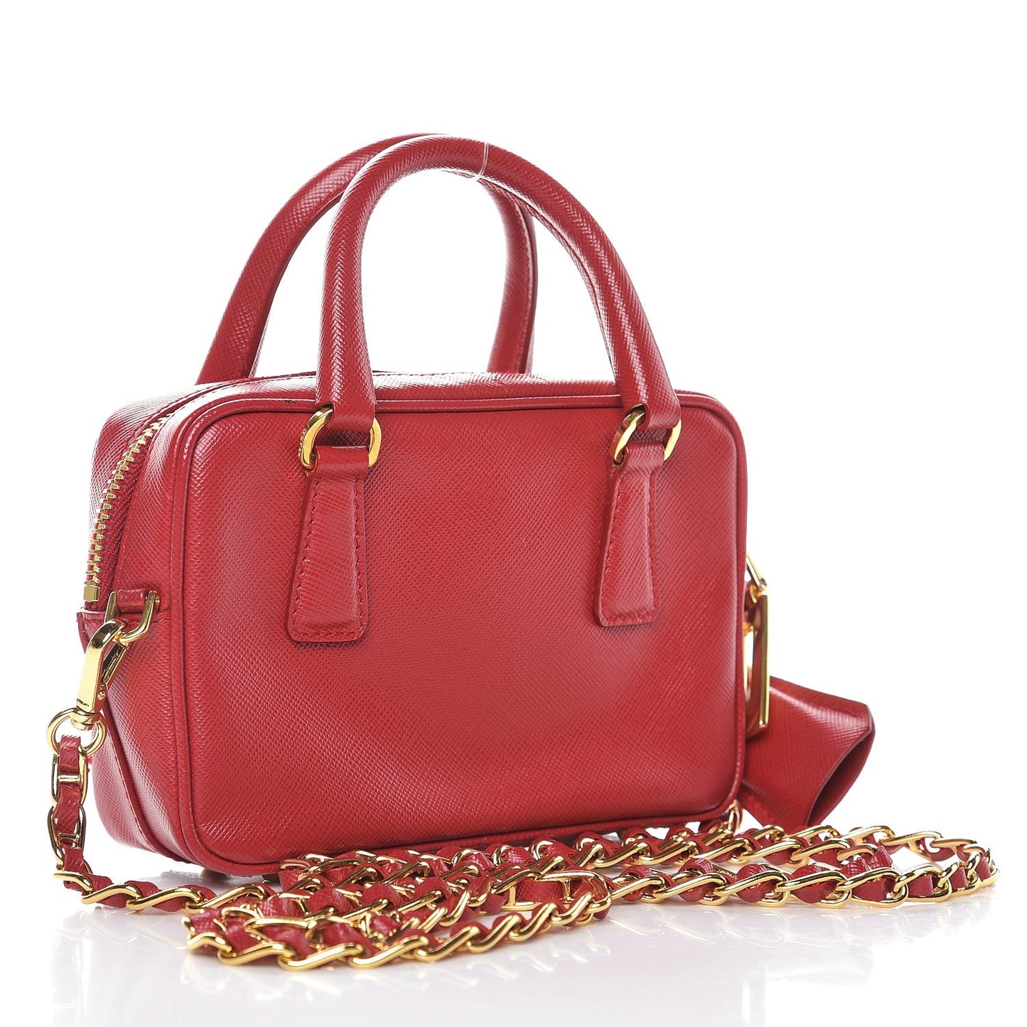 Saffiano Lux Mini Top Handle Crossbody Bag Fuoco