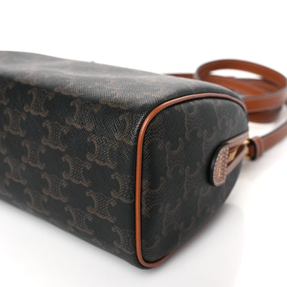 Celine Triomphe Canvas Calfskin Small Boston Bag Tan 8 of 8