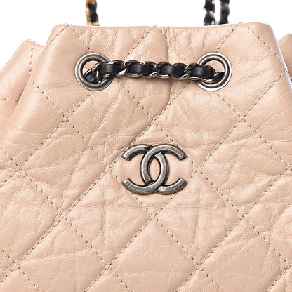 Chanel Aged Calfskin Quilted Gabrielle Backpack Beige Black 8 of 10